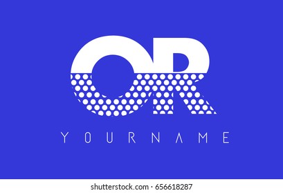 OR O R Dotted Pattern Letter Logo Design Vector with Blue Background.