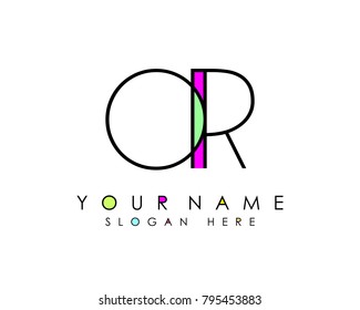 O & R initial minimalist logo template vector