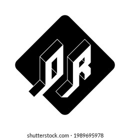 O und R - Monogramm oder Logo. Isometrische 3D-Schriftart für Design. 0R OR - 2-Buchstaben-Code. Dreidimensionale Buchstaben auf einem diamantförmigen Substrat.