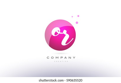 or o r  sphere pink 3d alphabet company letter combination logo hand writting written design vector icon template 