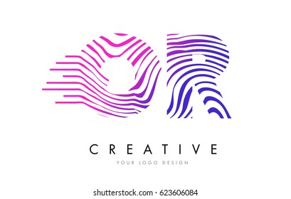 OR O R Zebra Letter Logo Design with Black and White Stripes Vector