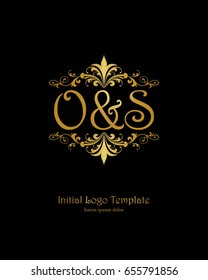 O & S initial wedding logo template vector