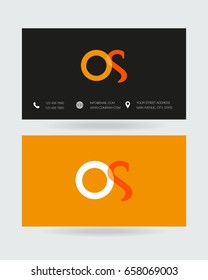 O S joint logo letter symbol with business card template