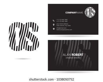 O & S joint logo waves letter design with business card template