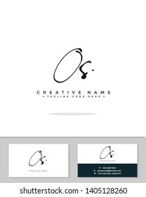 O S OS initial handwriting logo template vector.  signature logo concept