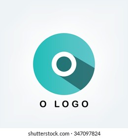 o simple blue alphabet logo with long shadow