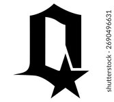 O Star logo Monogram, Minimalist Modern Simple Streetwear Urban Y2K Icon Logo Patch Apparel Fashion Vector Design K74, Commercial Use