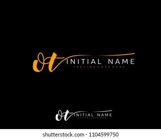 O T Initial handwriting logo vector. Hand lettering for designs.