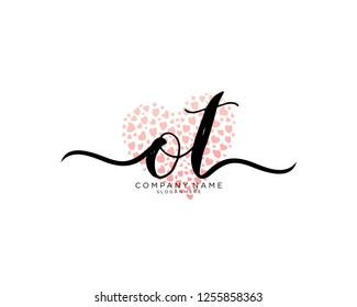O T Initial handwriting logo vector