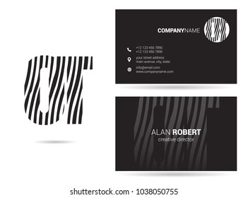 O & T joint logo waves letter design with business card template