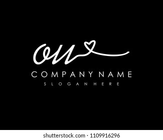 O U Initial handwriting logo vector