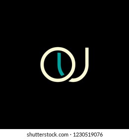 O & U joint logo round line letter design template