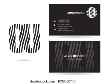 O & U joint logo waves letter design with business card template
