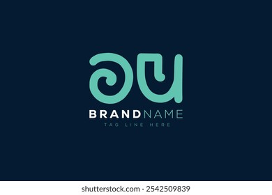 Design do logotipo O e U. Monograma do logotipo com letras abstratas da UO. Este design de logotipo é o processo de criação de um símbolo visual que representa uma marca, empresa ou indivíduo.