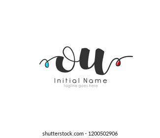 O U OU Initial handwriting logo vector template