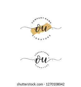 O U OU Initial letter handwriting and  signature logo.