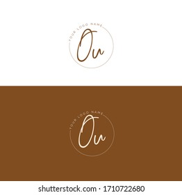 O U OU Initial letter handwriting and signature logo.	