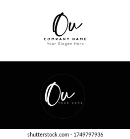  O U OU Initial letter handwriting and signature logo.