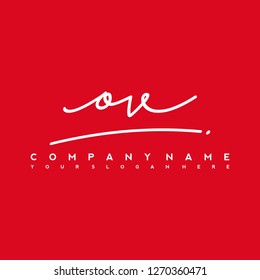 O V Initial handwriting logo vector