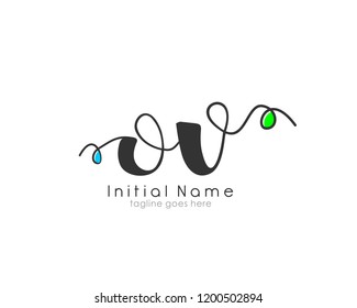 O V OV Initial handwriting logo vector template