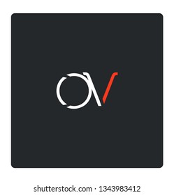 O & V stroke logo design vector