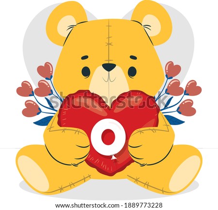 O, Valentine's day, cute bear, and alphabet.