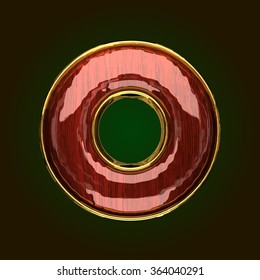 o vector golden letter with red wood
