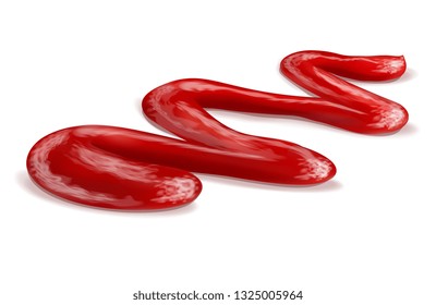 O Vector illustration, a drop of ketchup on a white background