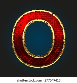 o vector red letter with gold