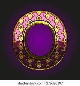 o  vector violet letter with gold