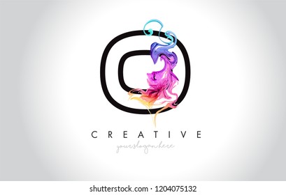 O Vibrant Creative Leter Logo Design with Colorful Smoke Ink Flowing Vector Illustration.