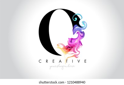 O Vibrant Creative Letter Logo Design with Colorful Smoke Ink Flowing Vector Illustration.