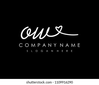 O W Initial handwriting logo vector