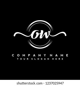 O W Initial handwriting logo vector