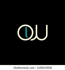 O & W joint logo round line letter design template