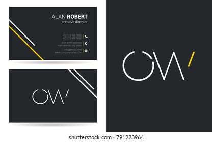 O & W joint logo stroke letter design with business card template