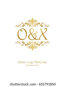 O & X initial wedding logo template vector