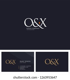 O & X letters Joint logo icon and Business card vector template.