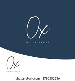 O X OX Initial handwriting or handwritten logo for identity. Logo with signature and hand drawn style.