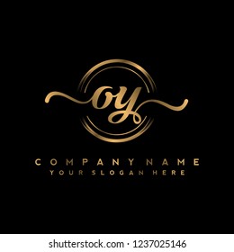 O Y Initial handwriting logo vector