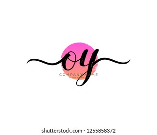 O Y Initial handwriting logo vector