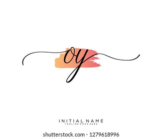 O Y Initial handwriting logo vector