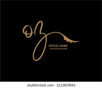 O Z Initial Handwriting Logo Template