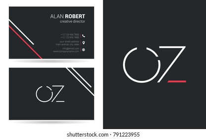 O & Z joint logo stroke letter design with business card template