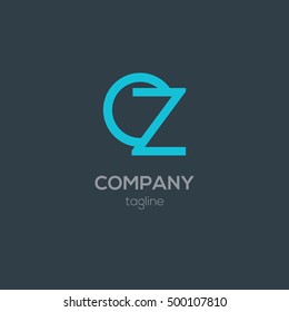 O & Z Letter logo design vector element