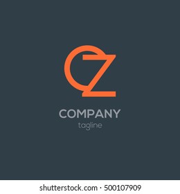 O & Z Letter logo design vector element