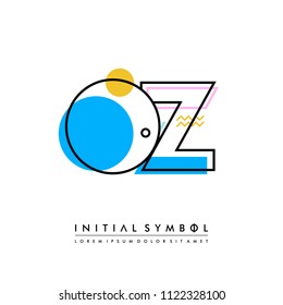 O Z Memphis letter style, initial logo template vector full color.