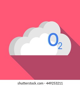 O2 cloud icon in flat style on a pink background