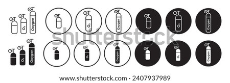 O2 gas cylinder vector symbol. compressed oxygen tank icon. scuba diver gas line icon Foto stock © 
