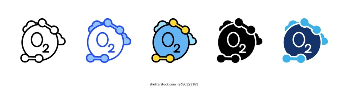 O2 Gas Icon Collection With Multiple Styles